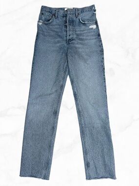 AGOLDE 90s Pinch Waist Jeans Size 24 Distressed Raw Hem Organic Cotton